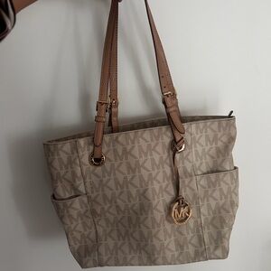 Michael Kors Beige MK Logo Tote